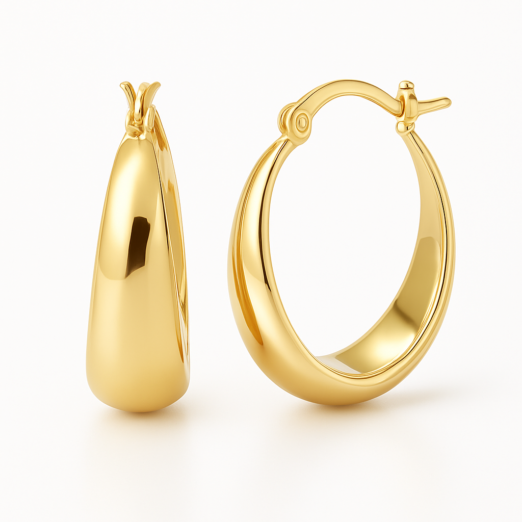 Gold Tapered Hoop Earrings