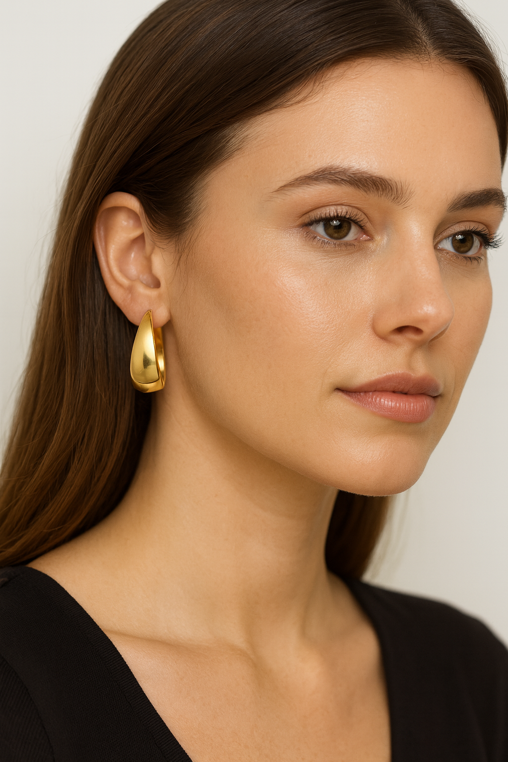 Gold Tapered Hoop Earrings