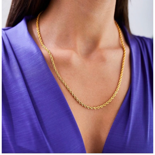 18K Yellow Gold-Plated Diamond-Cut Rope Necklace