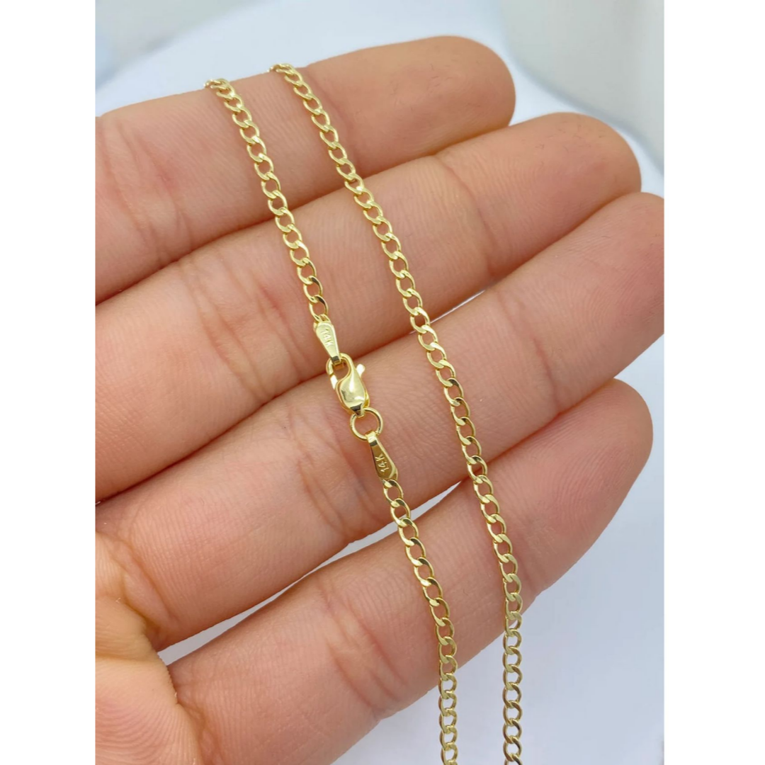 14K Solid Yellow Gold 3mm Cuban Chain Necklace