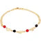 RMZ GOLD NYC 18K Gold Elephant Anklet with Red & Black Crystals