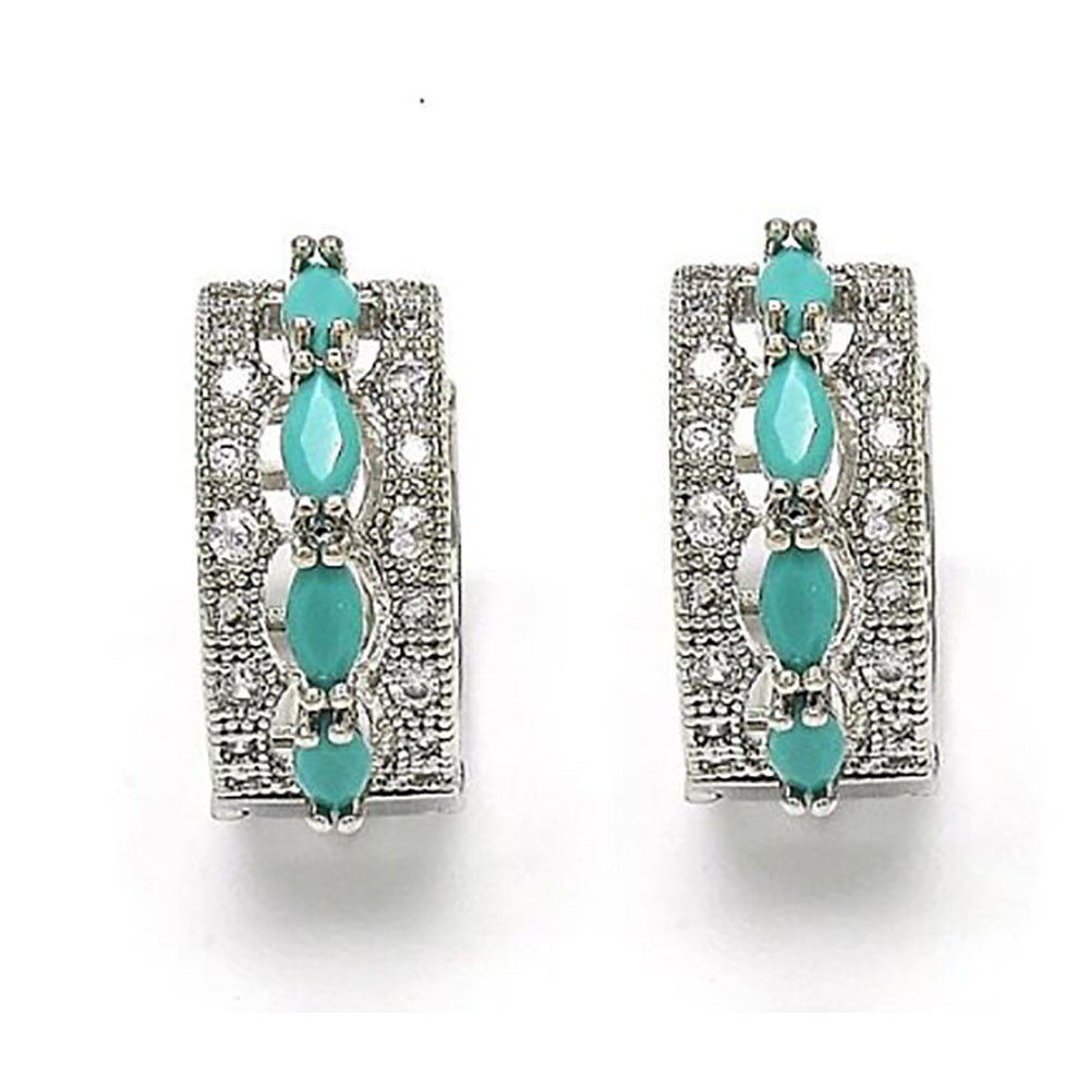 Lab-Created Designer Gemstone Huggie Hoop Earrings