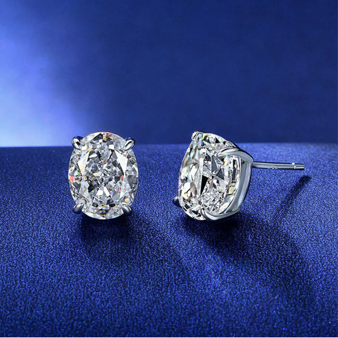 2.00CTTW CZ Oval Set Earrings (2-Pair)