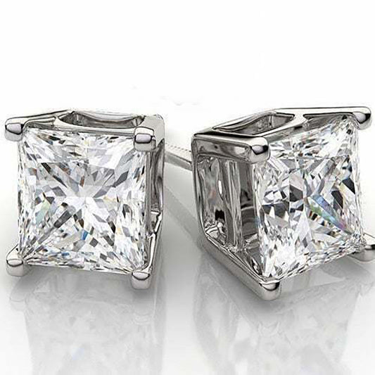 RMZ GOLD NYC 2.00CTTW Square Crystal Stud Earrings