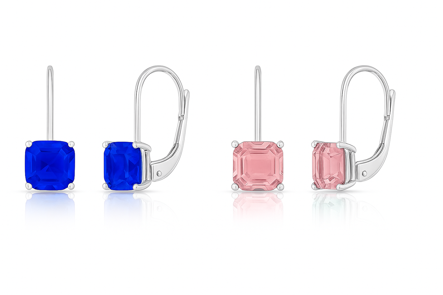 RMZ GOLD NYC Leverback Asscher Cut Gemstone Earrings