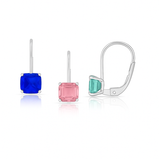 RMZ GOLD NYC Leverback Asscher Cut Gemstone Earrings