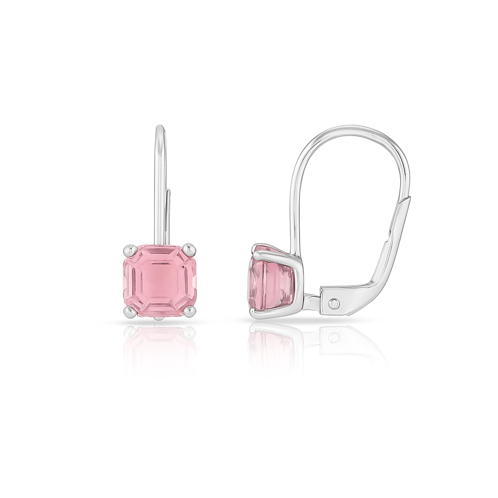 RMZ GOLD NYC Leverback Asscher Cut Gemstone Earrings