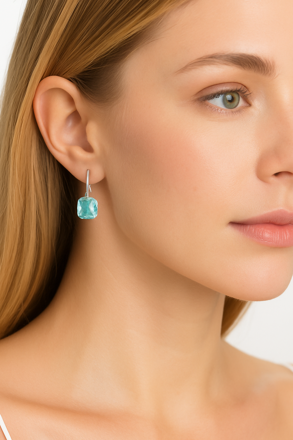 RMZ GOLD NYC Leverback Asscher Cut Gemstone Earrings