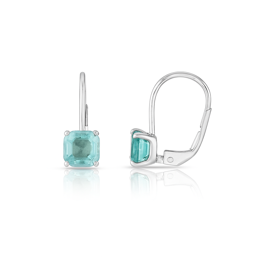 RMZ GOLD NYC Leverback Asscher Cut Gemstone Earrings