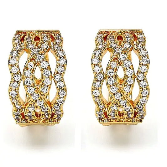 RMZ GOLD NYC 18K Gold Plated Diamond Accent Earrings – Elegant & Timeless Sparkle