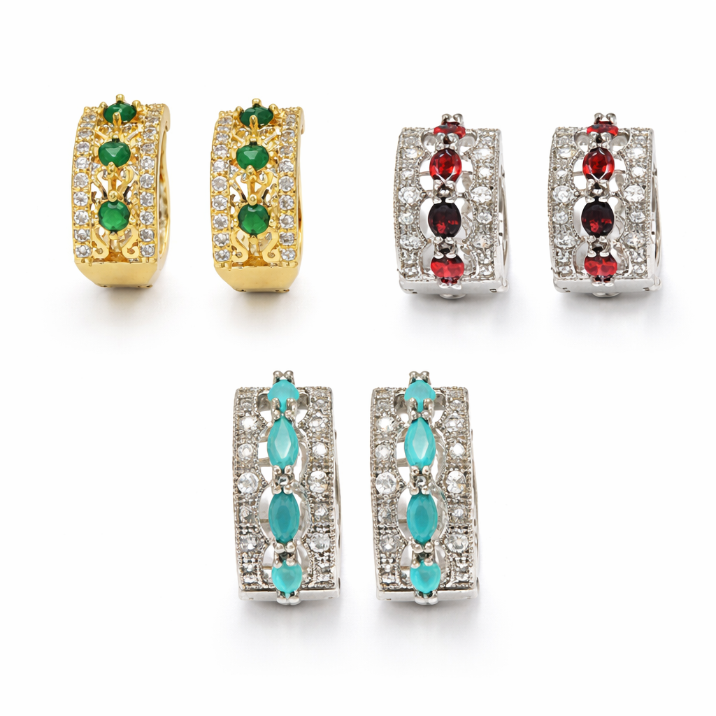Lab-Created Designer Gemstone Huggie Hoop Earrings