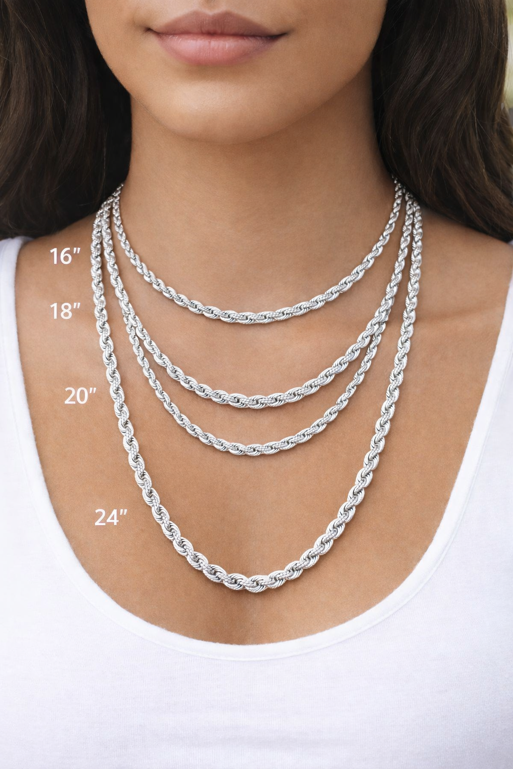 14K Gold Filled Rope Chain Necklace – Classic Unisex Layering Essential 6 Lengths Available
