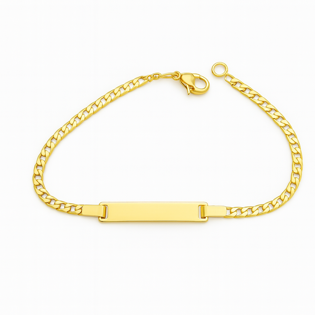 Gold ID Bracelet with Cuban Link Chain