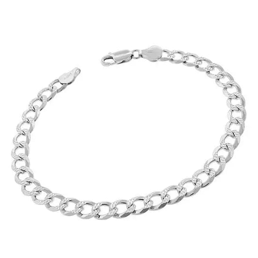 RMZ GOLD NYC 14K White Gold Plated 4mm Cuban Link Flat Chain Anklet for Women