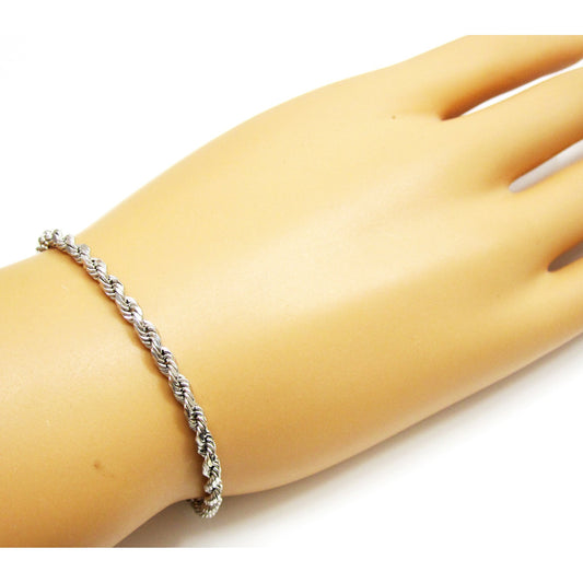 Unisex Silver Plated Rope Bracelet 8"