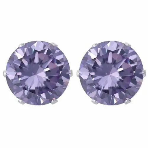 RMZ GOLD NYC 2.00 CTTW Genuine Amethyst Stud Earrings – .925 Sterling Silver Plated