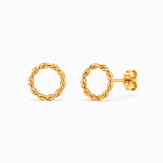 Gold-Tone Twisted Rope Circle Stud Earrings