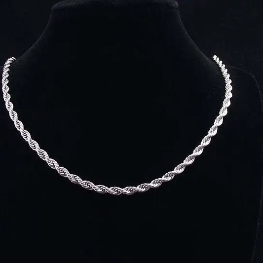RMZ GOLD NYC 14K WHITE GOLD FILLED 3MM ROPE CHAIN 24"