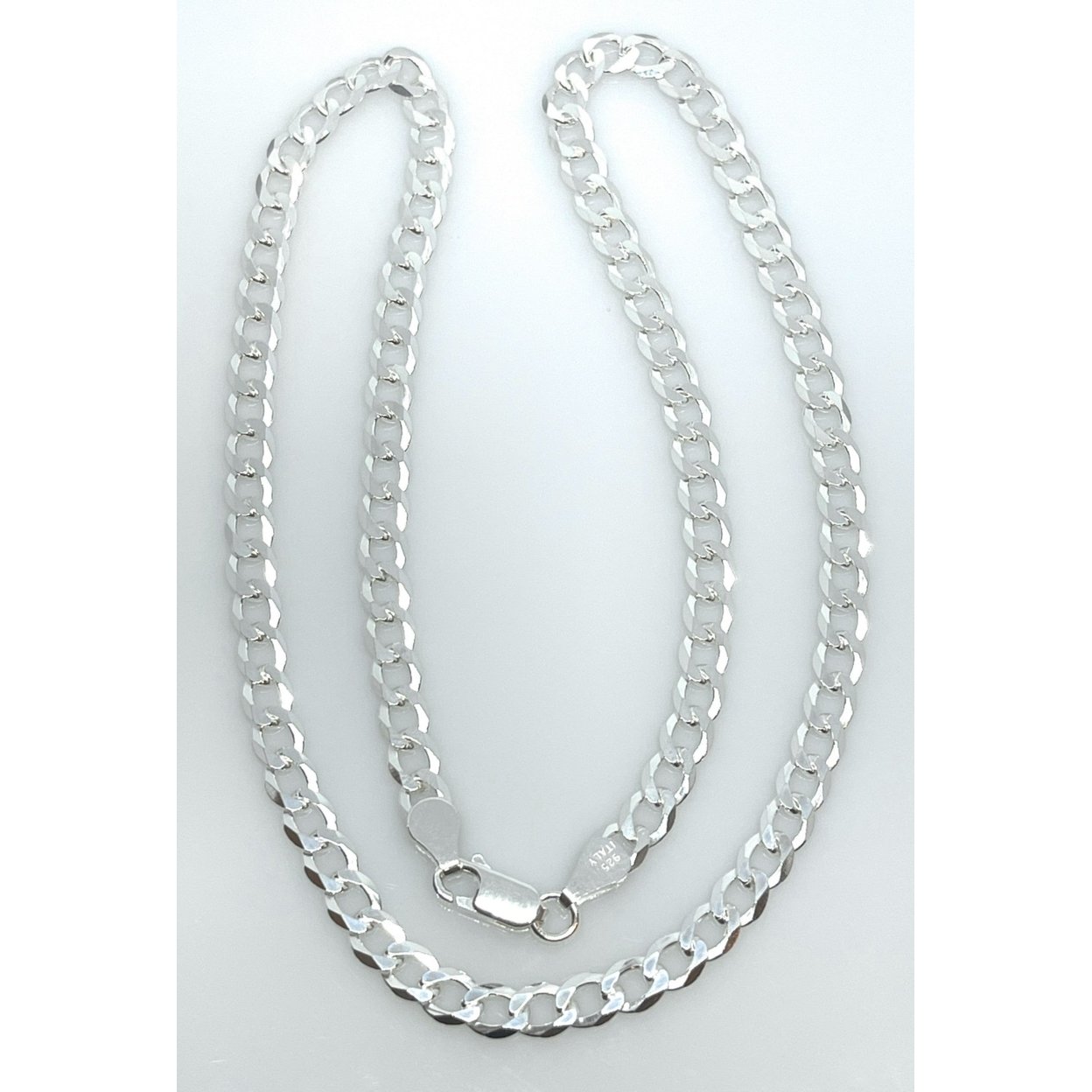 5mm Silver High Polish Finsh .925 Curb Cuban Link Chain Necklace