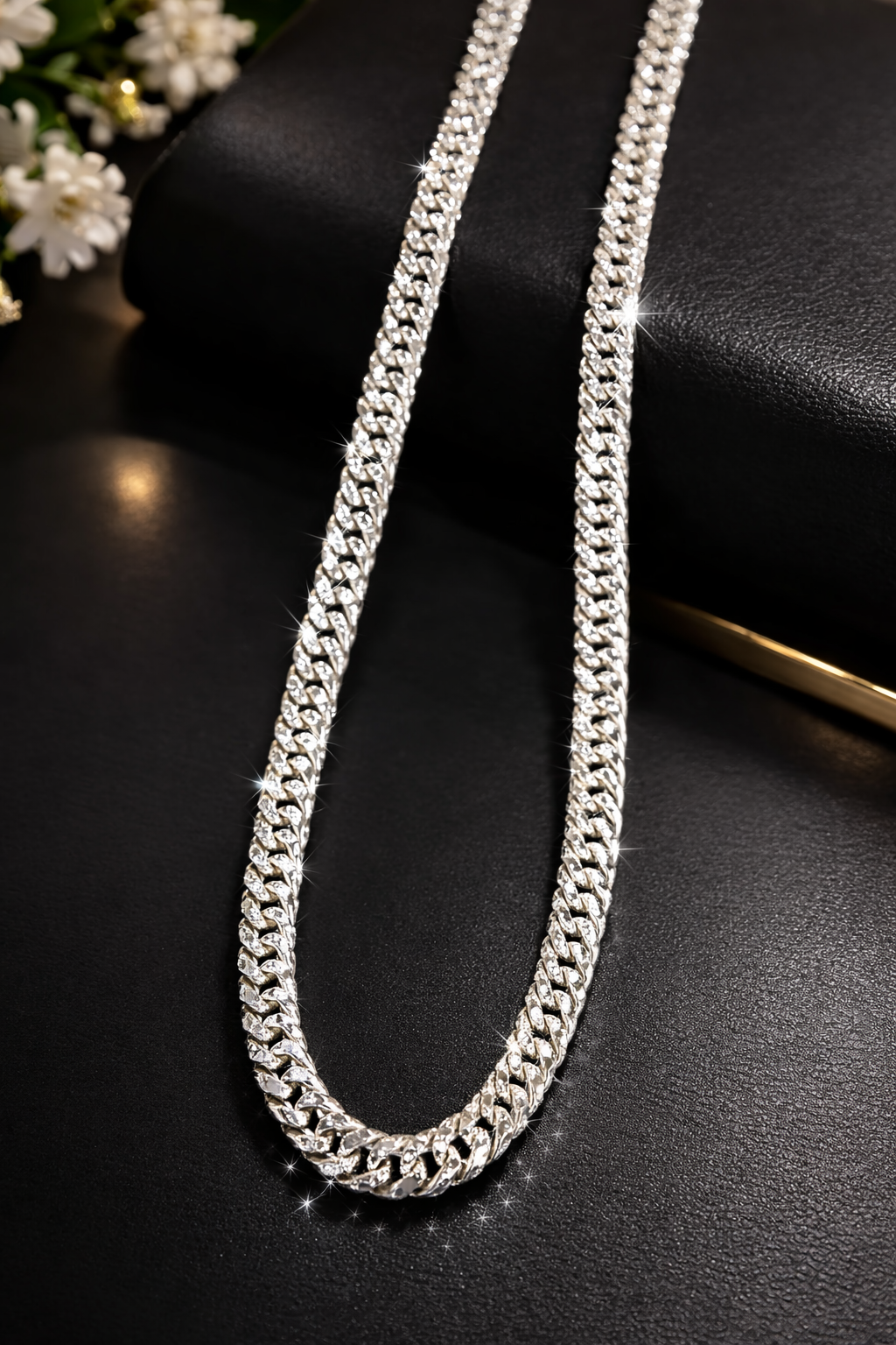 Smooth Flexible White Gold Filled Bizmark Flat Chain Necklace – 20" High Polish Finish