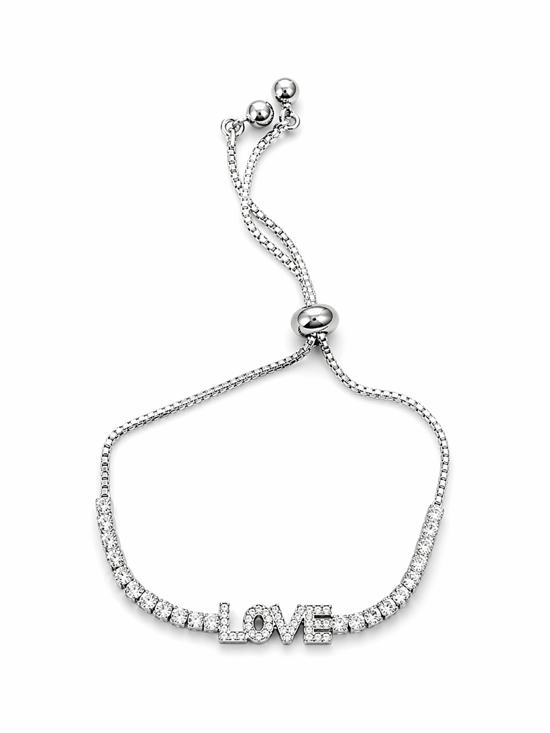 Silver “LOVE” Adjustable Bracelet – Minimalist Sparkle Jewelry for Women