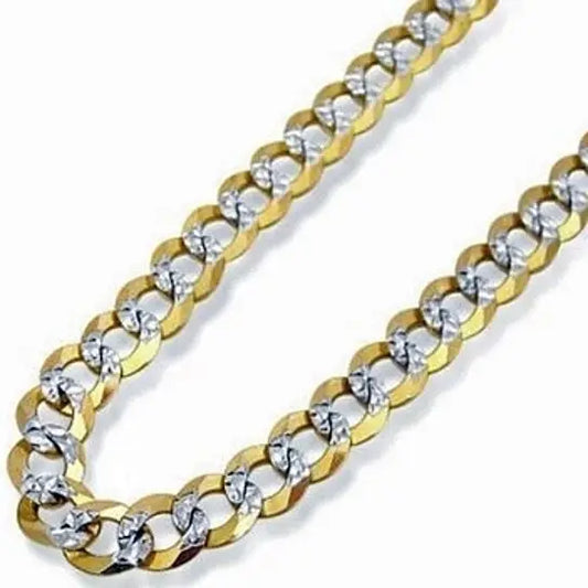 RMZ GOLD NYC 18K Gold Plated Two-Tone Diamond Cut Cuban Link Chain – Bold & Stylish Necklace