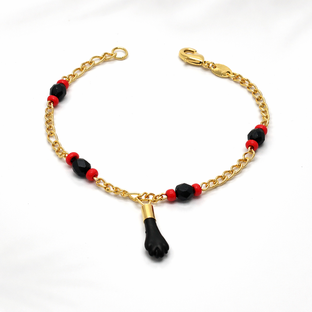 Unisex 18K Gold Filled Evil Eye & Azabache Figa Protection Bracelet – Good Luck Charm for, Kid, Women