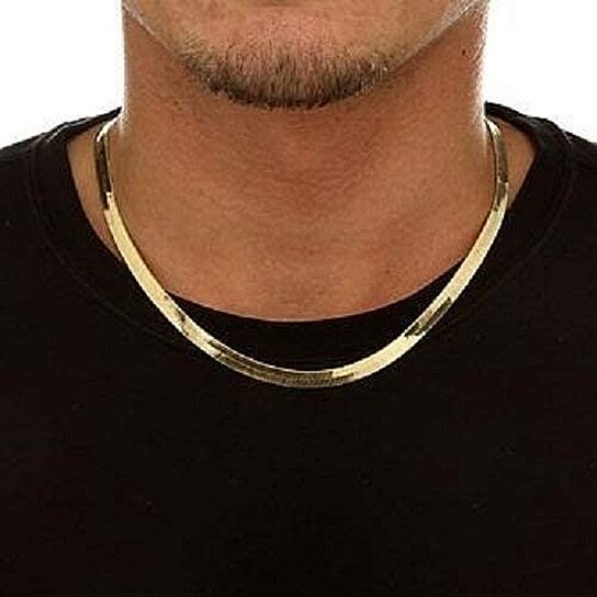 14K GOLD FLAT HERRINGBONE MAGIC CHAIN NECKLACE FOR MEN WOMEN UNISEX TEENS