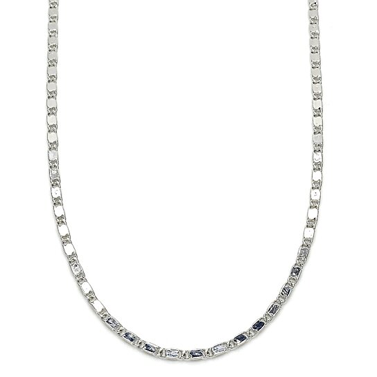 RHODIUM FILLED HIGH POLISH FINSH BASIC NECKLACE, RHODIUM TONE