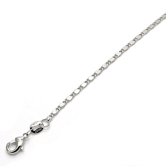 RHODIUM FILLED HIGH POLISH FINSH BASIC NECKLACE, RHODIUM TONE