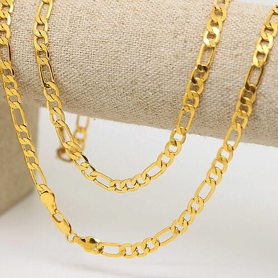 14K GOLD FIGARO CHAIN UNISEX ALL AGES 24'' 6MM