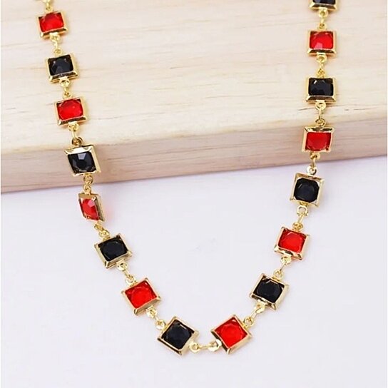 RED AND CRYSTAL SQUARE ANKLE BRACELET