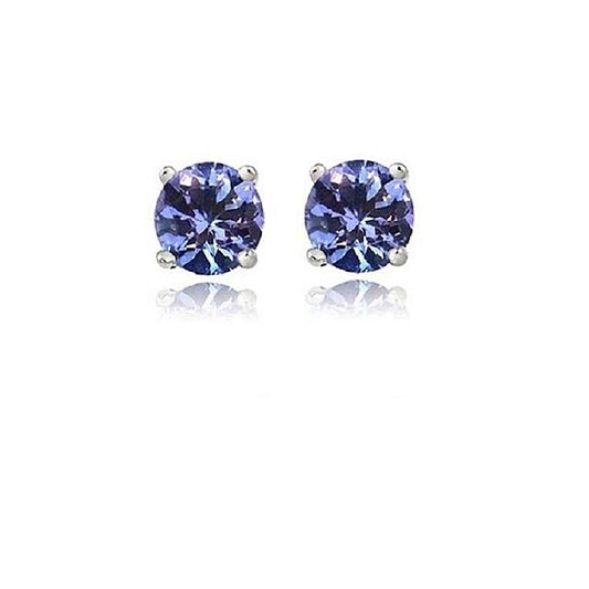 White Gold Round Tanzanite Stud Earrings