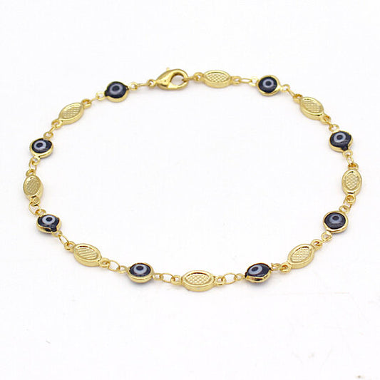 EVIL EYE ANKLET 10'' BLUE PLAIN MARINER HIGH POLISH