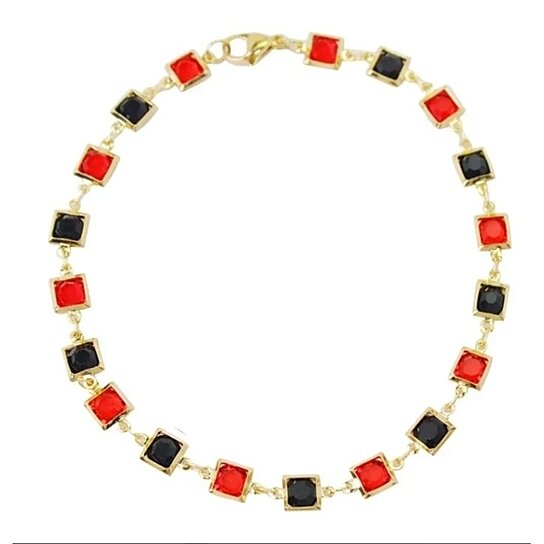 RED AND CRYSTAL SQUARE ANKLE BRACELET