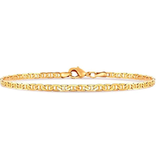RMZ GOLD NYC 10-Inch 18K-Gold-Plated Flat Mariner Anklet