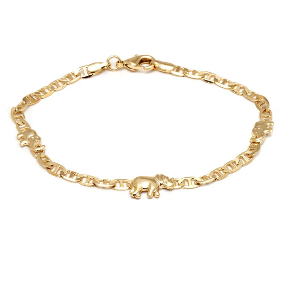 RMZ GOLD NYC 18K Gold Plated 10-Inch Elephant Charm Anklet