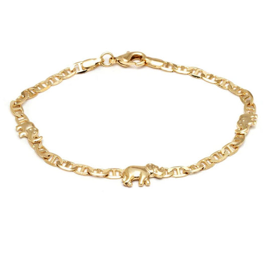 RMZ GOLD NYC 18K Gold Plated 10-Inch Elephant Charm Anklet