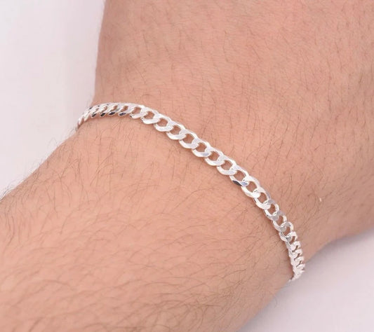 4mm Italian Miami Cuban Curb Link Bracelet Real Sterling Silver 925 7''