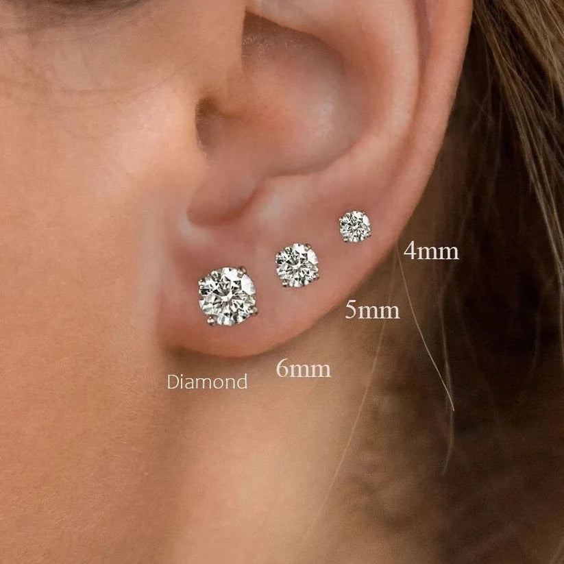 925 Sterling Silver Garnet Moissanite Stud Earrings