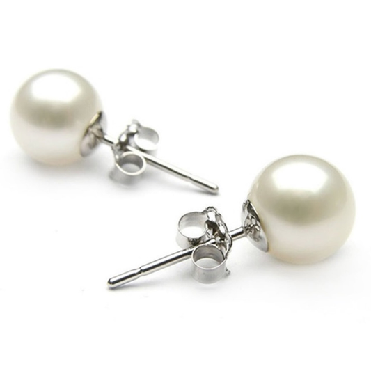 6mm or 8mm 925 Sterling Silver Pearl Stud Earrings