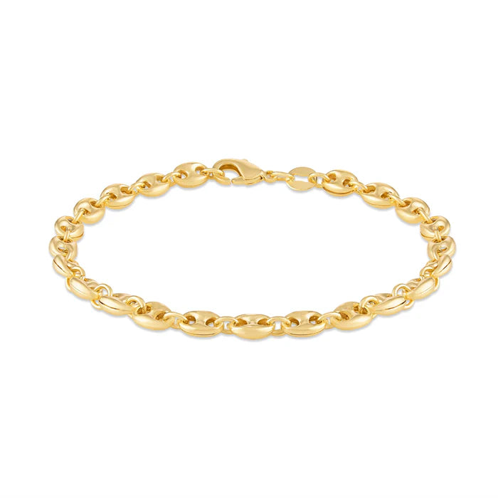 18k Gold Puff Mariner Anklet 10''