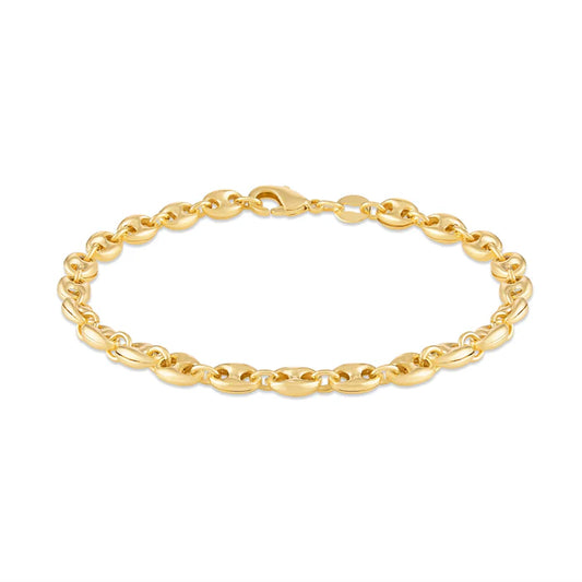 18k Gold  Puff Mariner Bracelet