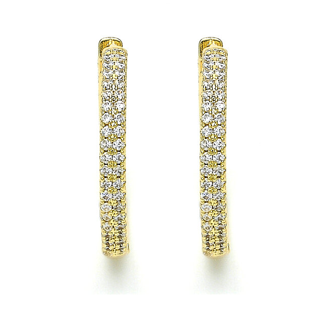 18K-Gold Plated Micro Crystal Pavé Huggie Hoop Earrings