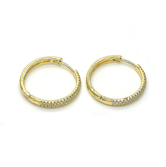 18K-Gold Plated Micro Crystal Pavé Huggie Hoop Earrings