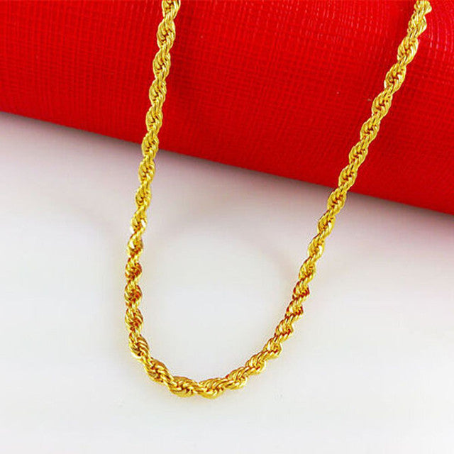 Gold Diamond Cut Rope Chain Necklace