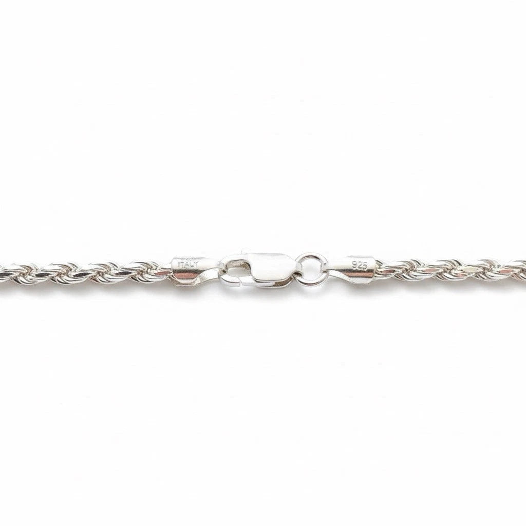 Solid Sterling Silver Italian Rope Chain Mens 925 Necklace 2.5mm - Made In Italy
