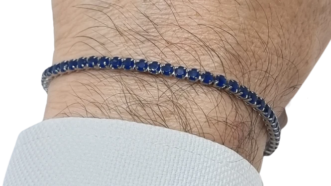 Rmz Gold Nyc Round Cut Blue Tennis Bracelet – Elegant Sparkling Jewelry