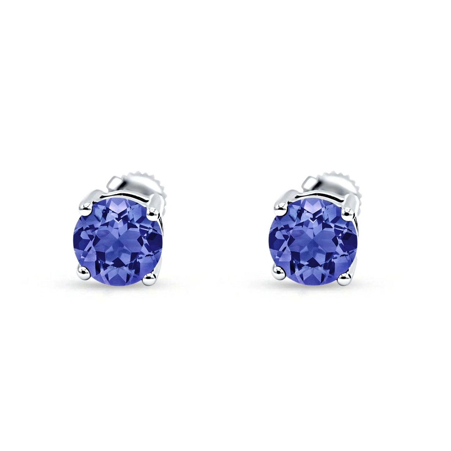 Solitaire Screw Back Stud Earring Simulated CZ Solid 925 Sterling Silver