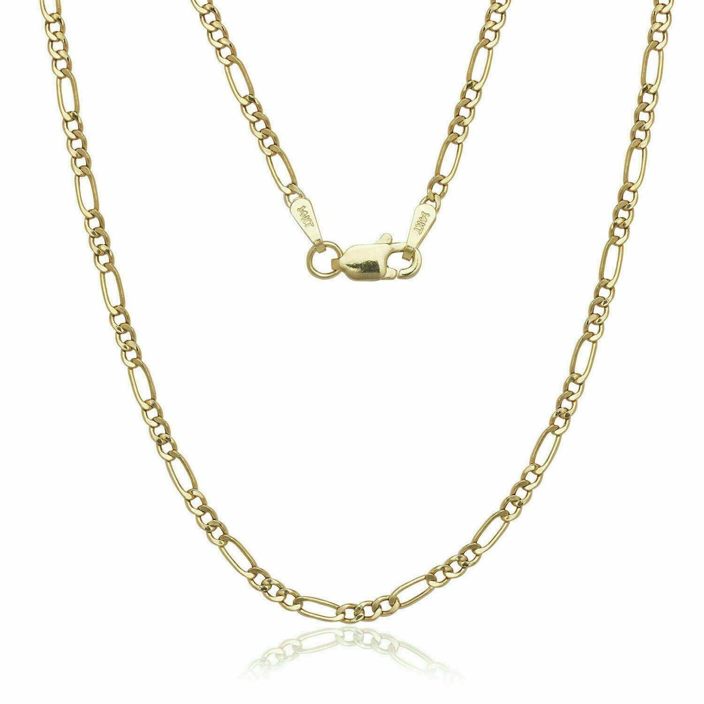 Solid 14K Gold 2mm Figaro Chain Necklace